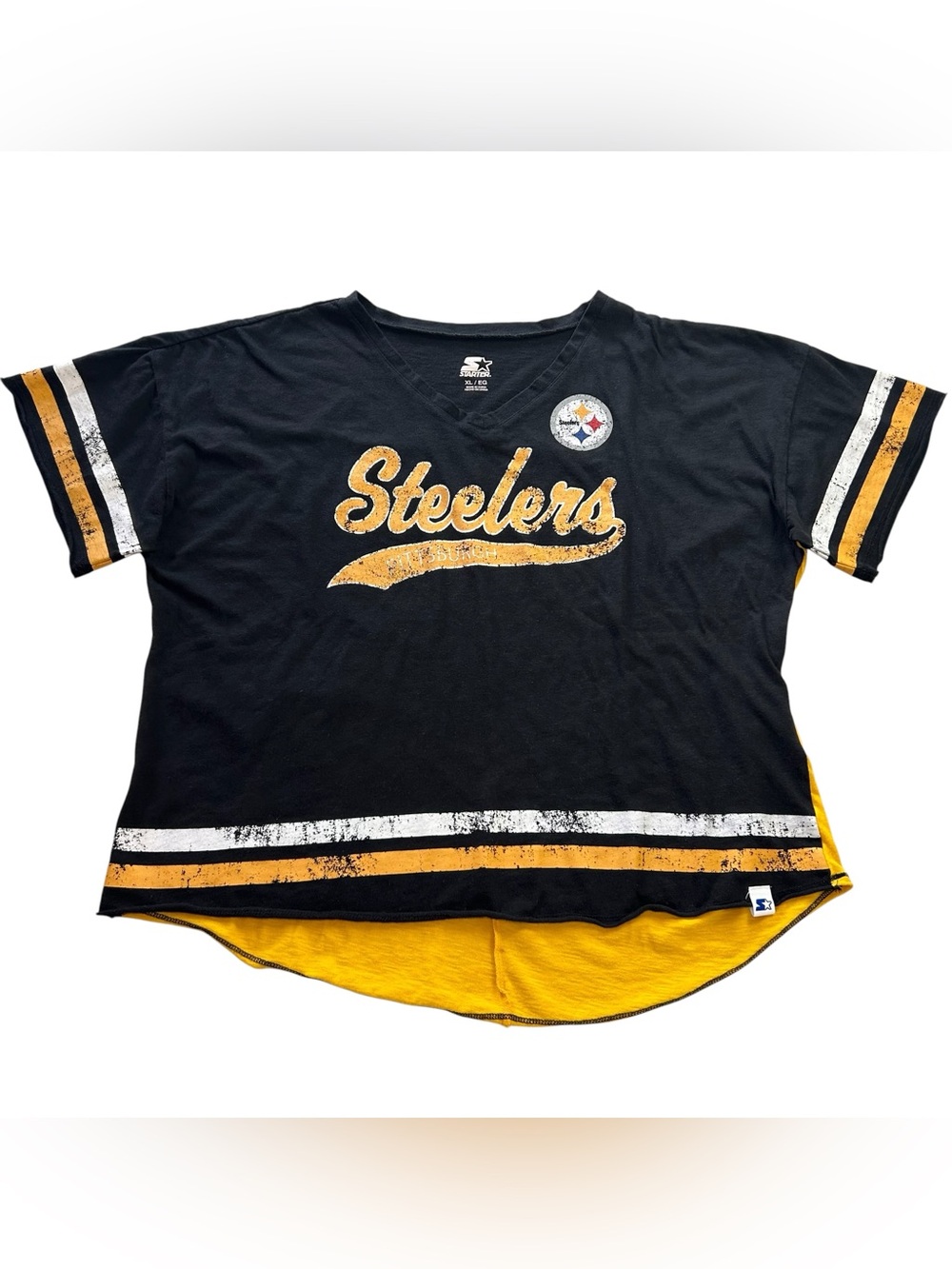 Starter Pittsburgh Steelers NFL Women’s Vintage Style V-Neck T-Shirt Soft sz XL